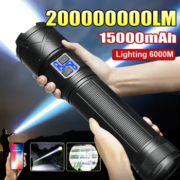 2025 New Ultra Bright LED Flashlight USB Rechargeable Zoom Flashlights Long Range 6000M Tactical Torch Camping Fishing Work Lamp 1