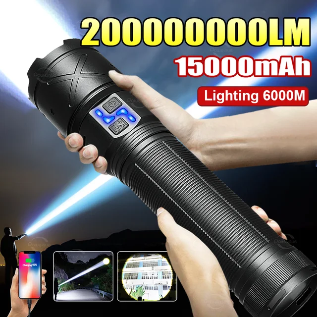 2025 New Ultra Bright LED Flashlight USB Rechargeable Zoom Flashlights Long Range 6000M Tactical Torch Camping Fishing Work Lamp 1