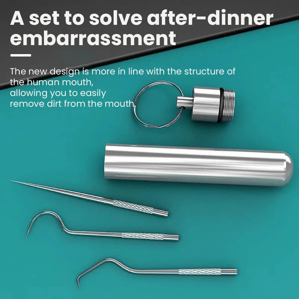 Toothpick set Stainless Steel Toothpick 8-piece Portable Toothpicking Tool Cleaning Oral Care