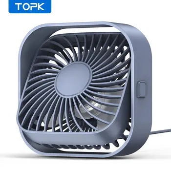TOPK USB Desk Fan,Strong Airflow &Quiet Operation,Three-Speed Wind Small Fan,360° Rotatable Head for Home Office Table & Deskto 1
