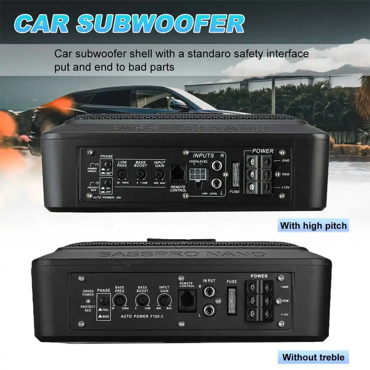 10 Inch 900W Car Subwoofer Car Audio Slim Under Seat Active Bass Amplifier Speaker Amplifier Subwoofers Woofer 12V Body Kit