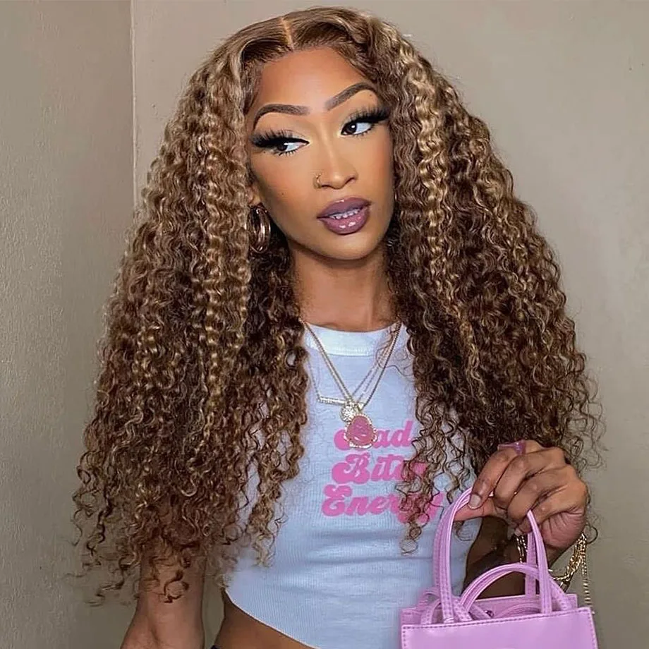 

Curly Hightlight Lace Frontal Wigs Human Hair
