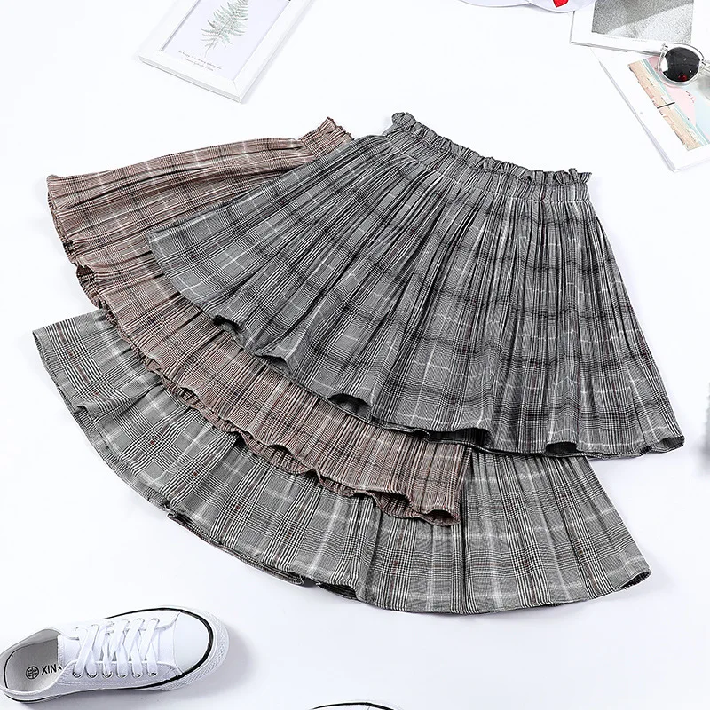 

Vintage Elegant Women High Waist Pleated Skirts Lady Leisure and Comfortable Casual Female Clothing