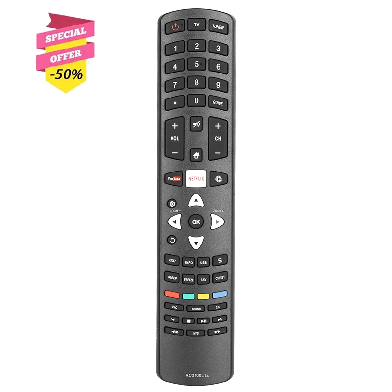 Telecomando Rc3100L14 Per Tcl Smart Tv 43 P1Us 50 P1Us 55 P1Us 50 C1Us 55 C1Us 32 D2900 32 D2930 39 D2900 40 D2930 43 D2900 43 D2930