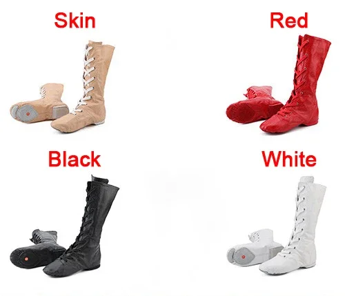 New Genuine Leather Sports Dance Feature High Boots for Women Jazz Dance Shoes Stage Performance Shoes Plus Size 28-45
