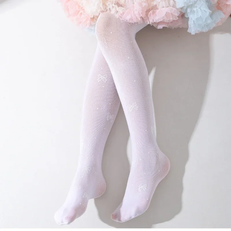 Cherry Print Children Girls Pantyhose Summer Thin Mesh Baby Girls Tight Long Stockings for 3-12 Years Girl Princess Socks kids pantyhose ballet tights fishnet stockings