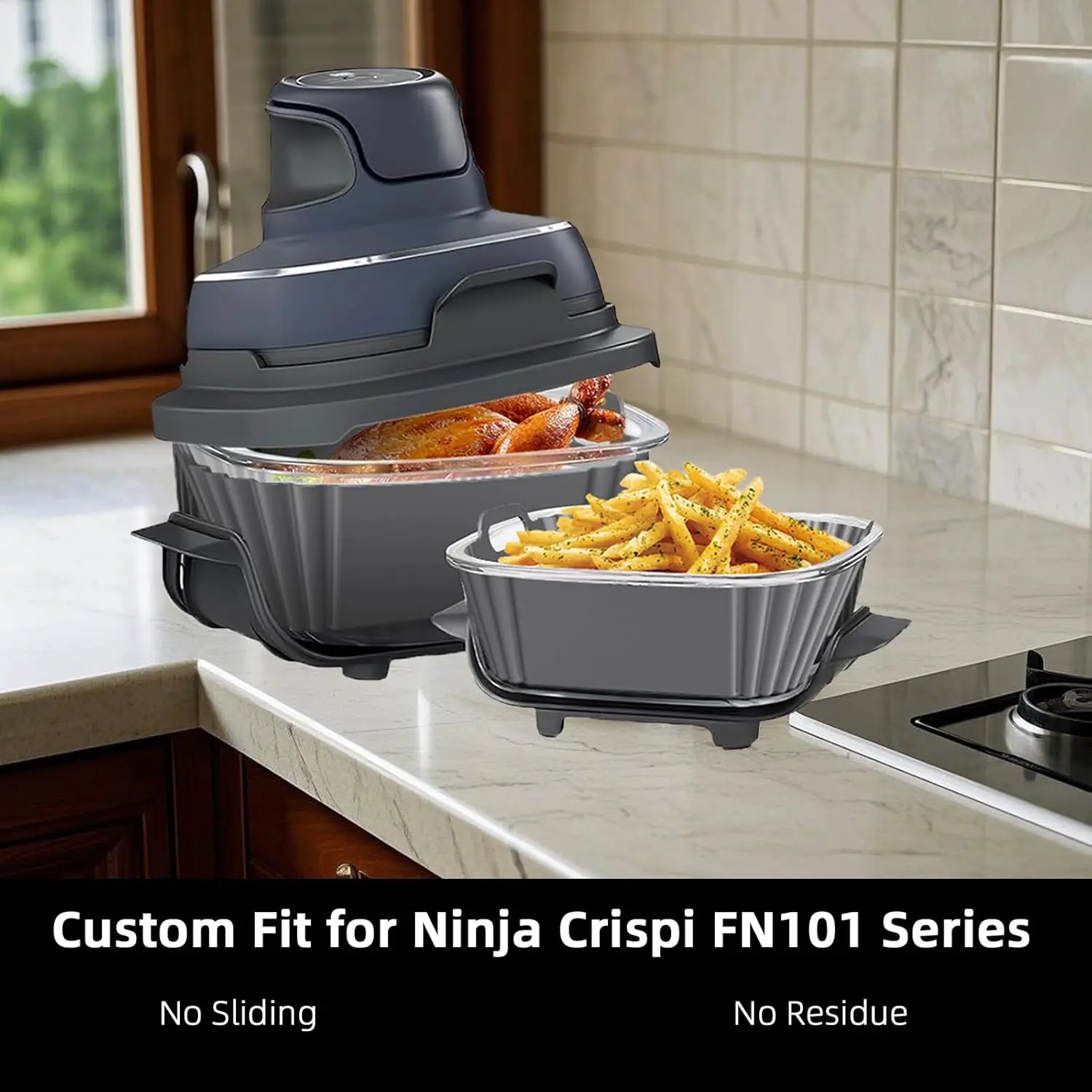 2-Pack Silicone Air Fryer Liners - Non-Stick Reusable Cooking Mats