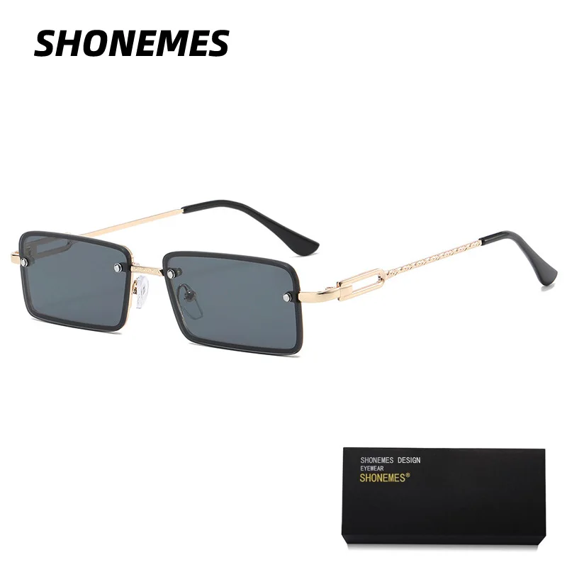 

Мужские и женские прямоугольные очки SHONEMES, солнцезащитные очки с заклепками в ретро-стиле, уличные солнечные очки с УФ-защитой для мужчин и женщин