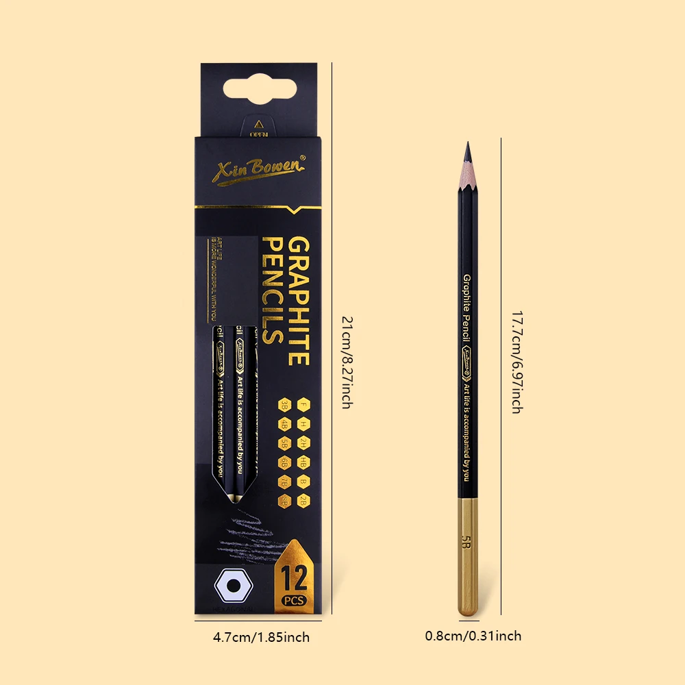 Professional Charcoal Pencils Set 12Pcs Sketch Black Pencils for Drawing, Sketching, Shading, Blending, Beginners & Artist 4