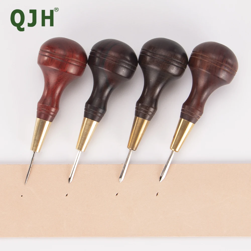 

1Set Wooden Handle Leather Craft Sewing Kit Diamond Awl DIY Hole Punch Tool for Leather Sewing Hand Stitching-4Pcs(1.5 3 4 5/6mm