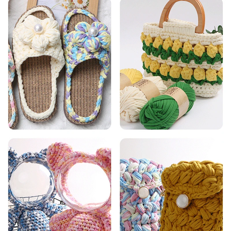Yarn Cloth Thread Hand Woven DIY Slippers Bag Large Group Hook Shoes Woobles Easy Peasy Yarn Crochet Knitting Yarn For Beginners 5