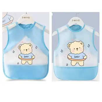 Cartoon Pattern Eating Bibs Bear Rabbits Waterproof Children Apron Sleeveless Anti-dirty Children Protective Clothing Children
