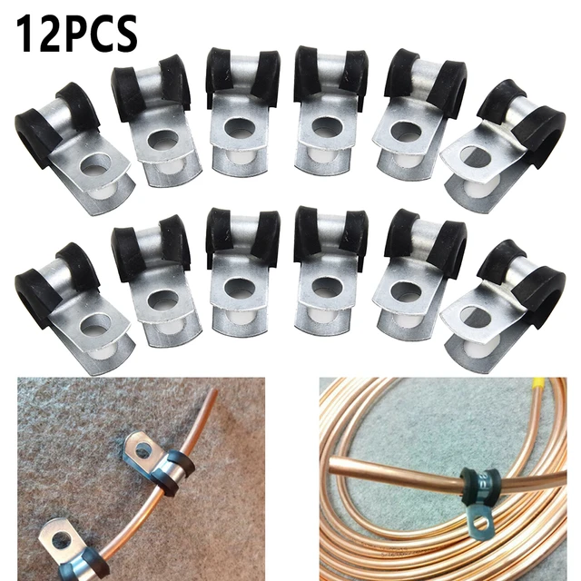 Abrazaderas de plástico P Clipcs R negro para fijación de tubos, abrazadera  de alambre de tubo