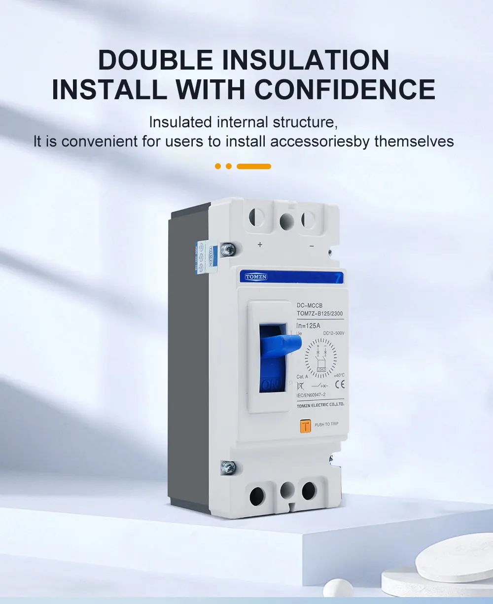 Description Picture 6 of item2P DC B curve 500V DC Solar Molded Case Circuit Breaker MCCB Overload Protection Switch Protector for Solar Photovoltaic PV