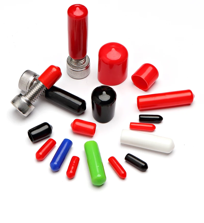 Black Red 1.3-90mm Rubber Cap Seals Nuts Silicone Sleeve Stopper Plugs Soft Cover End Caps Thread Protection Protective Lid Plug