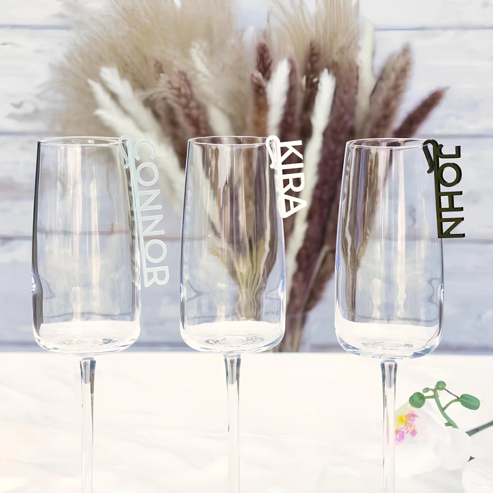 Acrylic Name Place Cards, Wedding Wine Charms, Personalized Glass Charms, Cocktail Champagne Drink Tags, 5 Pcs, 10 Pcs, 50Pcs