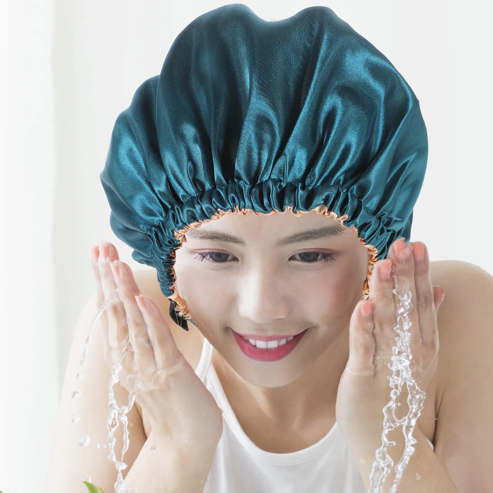 여성용 새틴 보닛 2개, 수면 모자, 탄력 있는 샤워 캡, 긴 머리, 땋은 머리, 곱슬머리, 붙임머리용 스타일리시 터번 모자, 홈 스파용