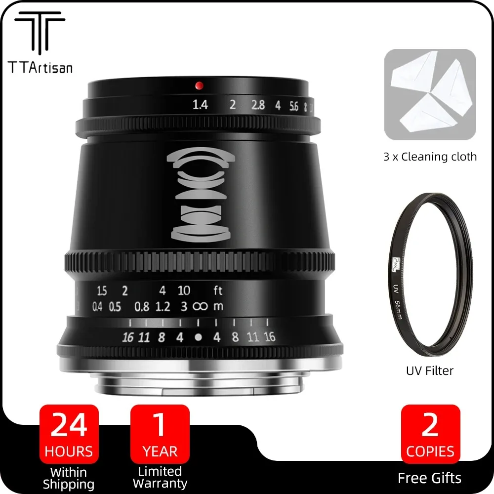 Ttartisan 17Mm F1.4 Aps-C Obiettivo Per Fotocamera Grandangolare Con Messa A Fuoco Manuale Per Fuji X Panasonic Olympus M43 Nikon Z Sony E Leica L