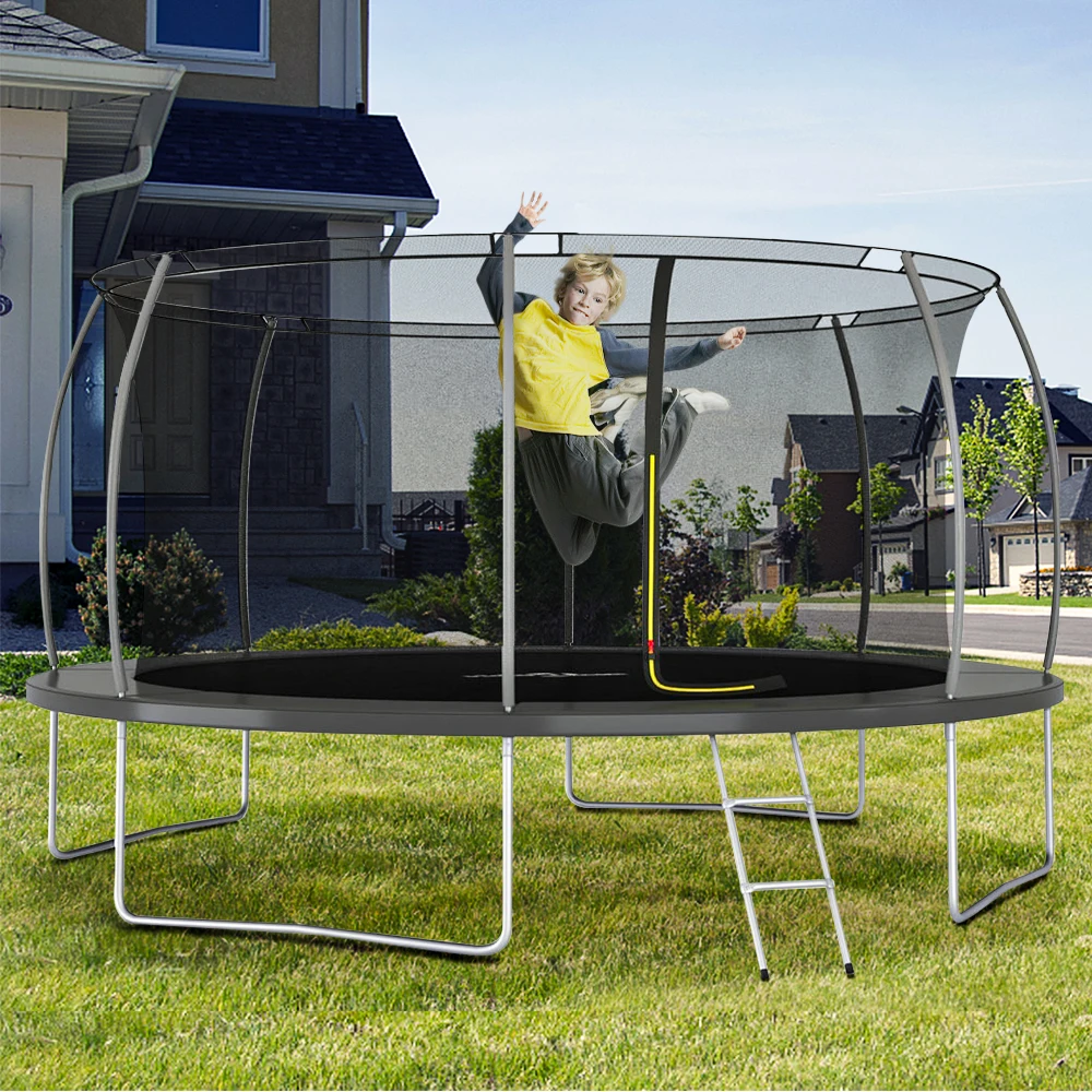 Round Trampoline Includes A Safety Net An Entry Ladder Resistant