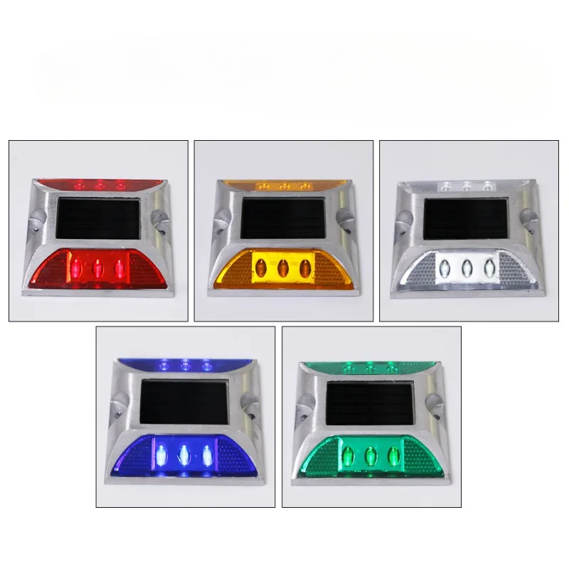 4 Pc Solar Spike Light Profile Label Led Highway Cast Aluminum Ground Buried Light Flash Road Warning Light