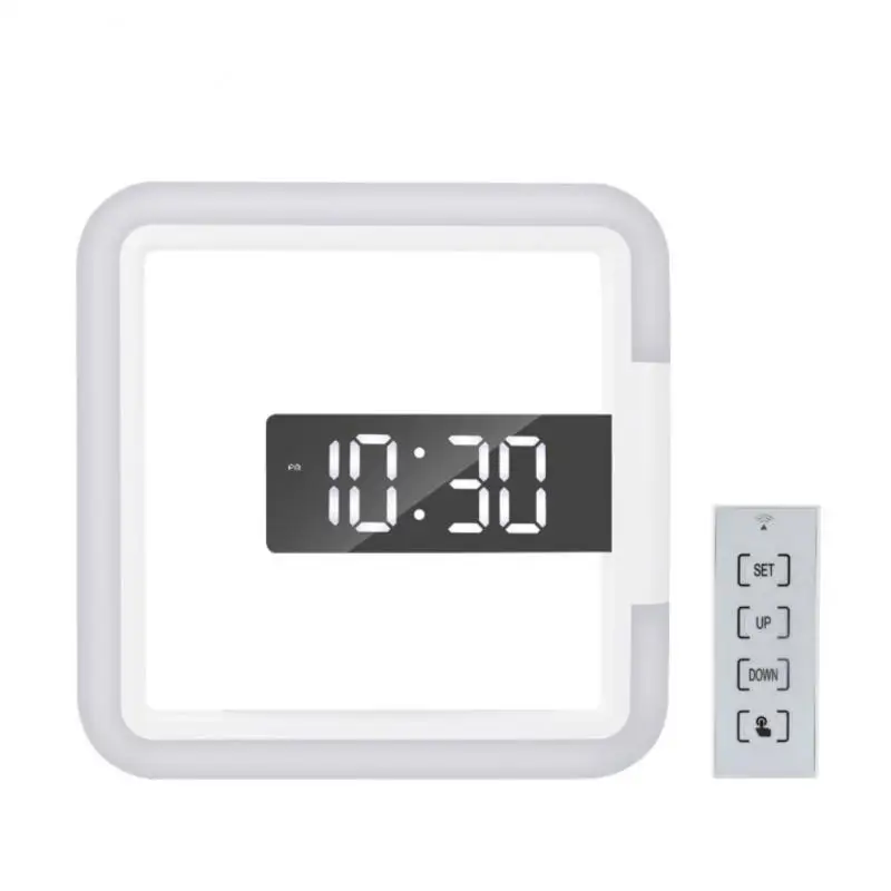 LED Wall Clock Remote Control Digital Wall Clock Creative LED Mirror Wall Clock With Alarm/Temperature Ring Multicolor Light 