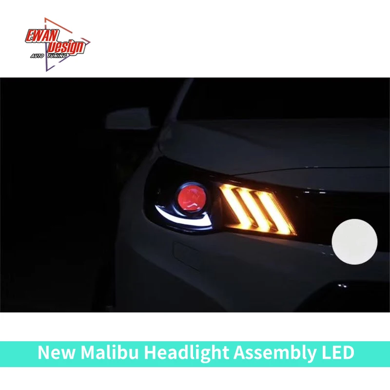 Mustang Style Headlight Assembly Mustang Style Daytime Running Lights Dual Light Lens LED Streamer For 2016 2018 Malibu