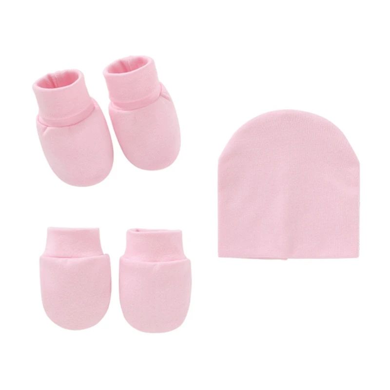 child safety seat Baby Anti Scratching Cotton Gloves Infant Hat Set Newborn Face Protection Scratch Mittens Breathable Cotton Warm Cap Baby Bonnet accessoriesbaby eating  Baby Accessories