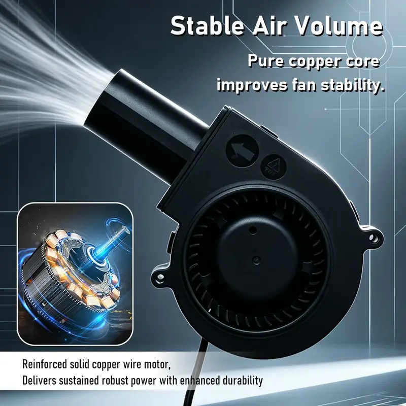 Adjustable Speed Large Air Volume Blower 220V To 12V Waste Oil Stove Firewood Stove Turbo Fan High Air Volume Turbo Blower Fan - Image 2