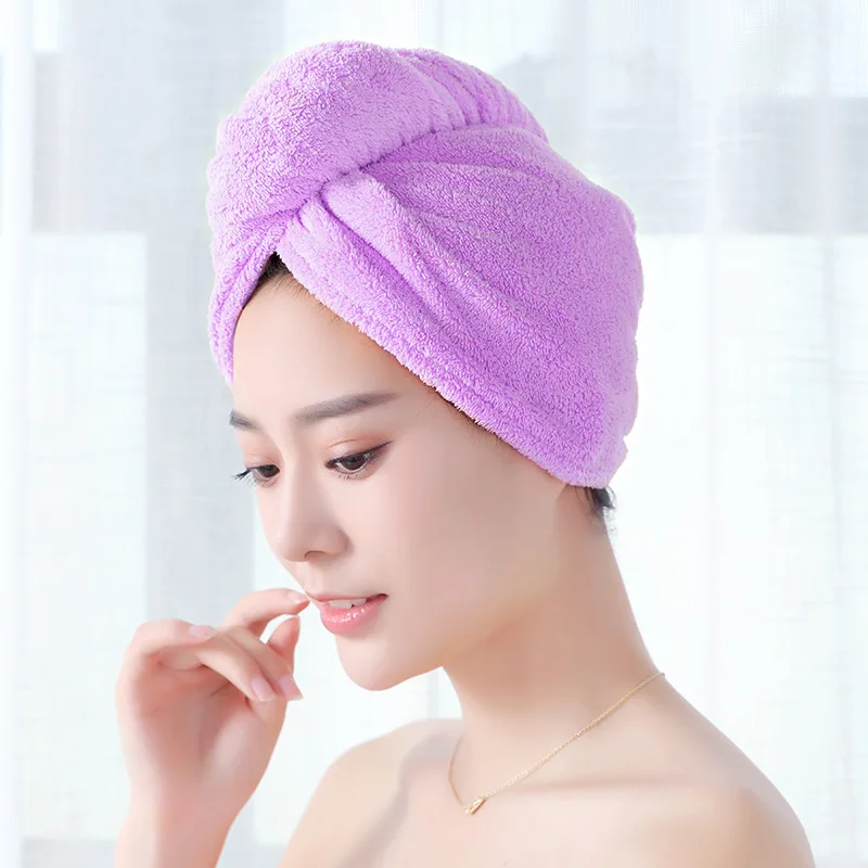 Women Hair Drying Hat Quick-dry Hair Towel Cap Hat Bath Hat Microfiber Solid Towel Cap Super Absorption Turban Hair Dry Cap 2