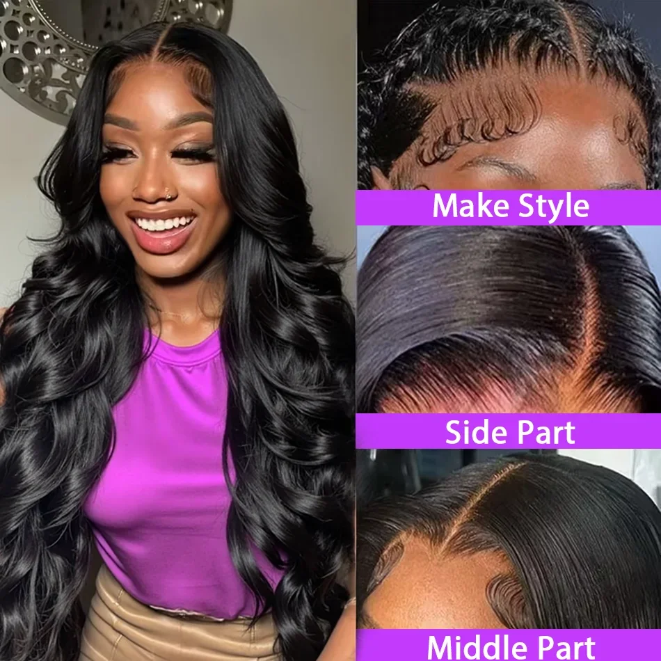 250 Density Human Hair Brazilian Body Wave 13x4 Lace Front Wigs 5x5 Glueless Closure Wig Black 13x6 Hd Transparent Frontal Wig 2
