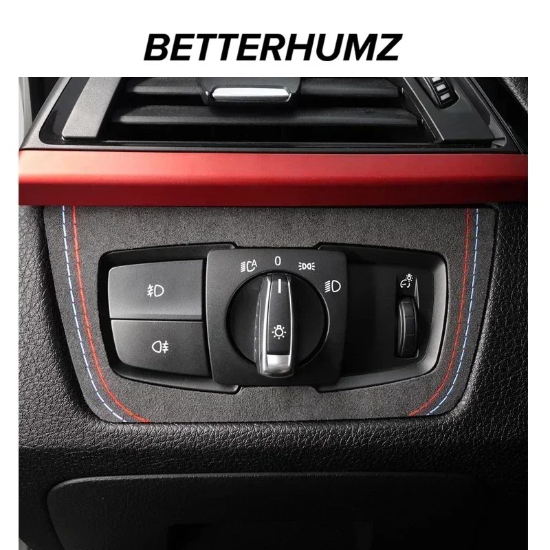 Car Interior Trim Dashboard Lamp Switch Cover Made of Alcantara For BMW F30 F32 F34 3 4 Series Car Interior Headlight Switch Knob Trim Frame Performance Sticker Accessories