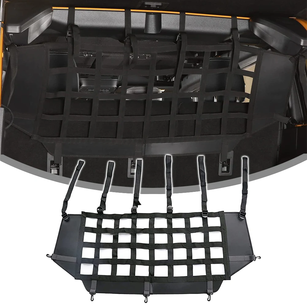 

Trunk Net Cargo Luggage Storage Mesh Dog Pet Trunk Mesh Partition For Ford Bronco 2021-2023+ 4Door Back Seat Pet Barrier Cover