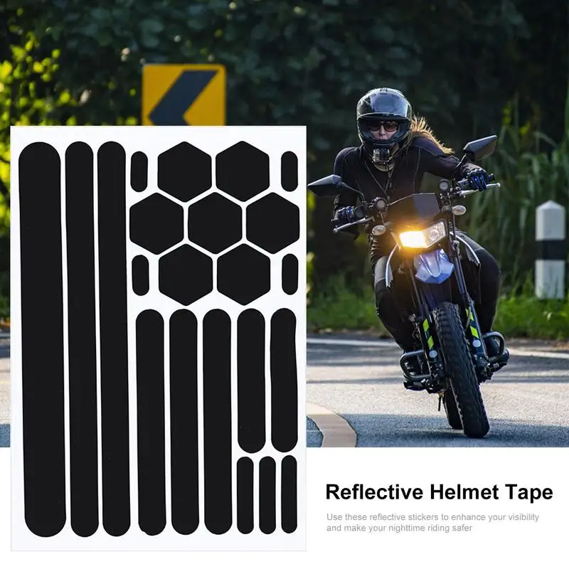 Black Reflective Sticker Cartoon Helmet Motorcycle Sticker Invisible Reflective Strip Waterproof Decorative Scratches Shade