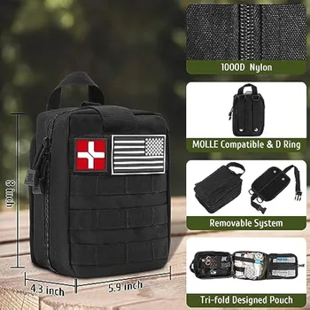 170 PCS Survival Kits Survival First Aid Kit Trauma Kit with Essential Survival Gear Emergency Medical Supplies for Hiking Camp 2