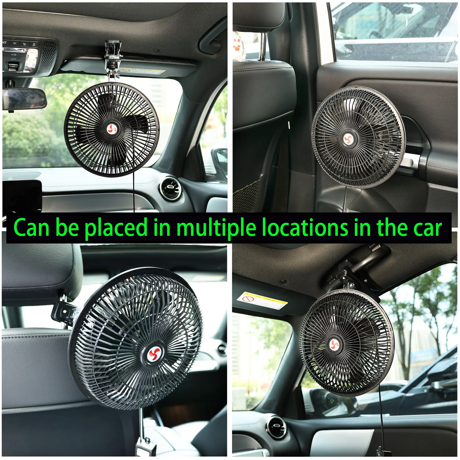 12V 8'' Summer Portable 360 Rotatable Car Cooling Oscillating Fan Ceiling Travel Adjustable Clip On Auto Electric Fan Cooler For Electric Fan Car Fan