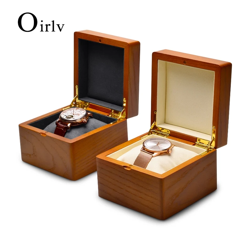 

Oirlv Wooden Wrist Watch Box Solid Wood 2-Grid Bracelet Bangle Watch Gift Box Wooden Single Watch Case Storage Box Organizer