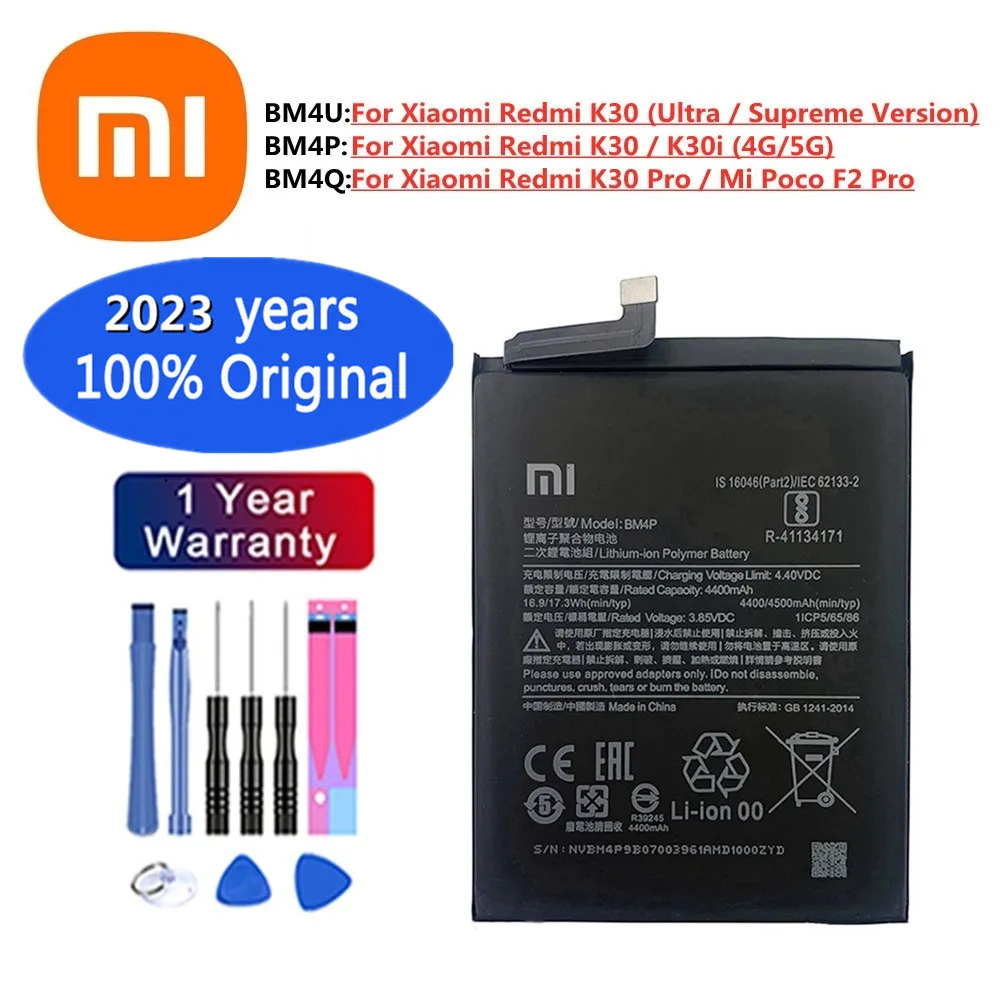 

2023 Years Original Battery For Xiaomi Redmi K30 K30i 4G 5G Ultra Supreme Version K30 Pro Mi Poco F2 Pro BM4U BM4P BM4Q Battery
