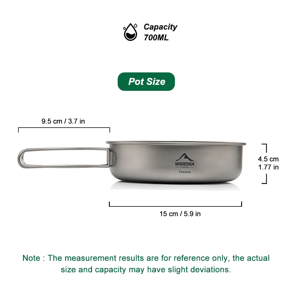 Widesea Camping Foldable titanium Frying Pan Pot Knife Fork Set Ultra-light Plate Bbq Picnic Cookware Tableware Cooking