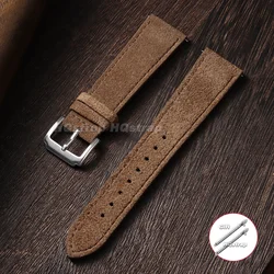 Timeless Suede Leather Watch Strap - Quick Release, Soft Matte Finish - 22mm (Brown)