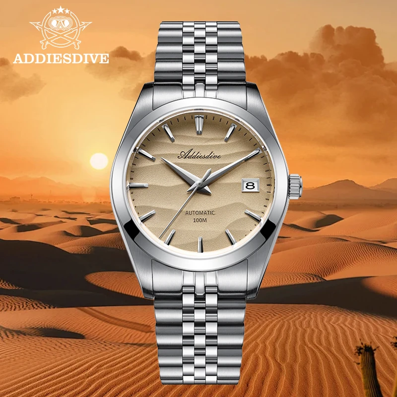 ADDIESDIVE 39mm Dress Watch For Men Luxury Sapphire NH35 Automatic Mechanical Stainless Steel 100m Waterproof Business Watch New