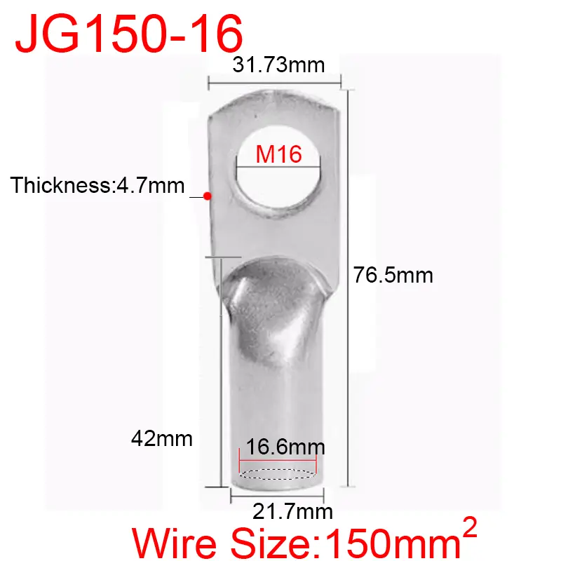 JG6/10/16/25/35/50/70/95/120-300 Marine Copper Screw Hole Electric Wire Cable Ring Tubular Cord End Lug Connector Crimp Terminal - Image 22