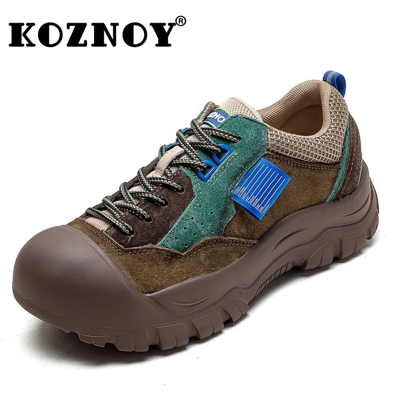 

Koznoy Ergonomic Shoes 4CM New Pigskin Suede Leather Loafers Autumn Big Toe Ethnic Women High Brand Spring Vulcanize Retro Flats