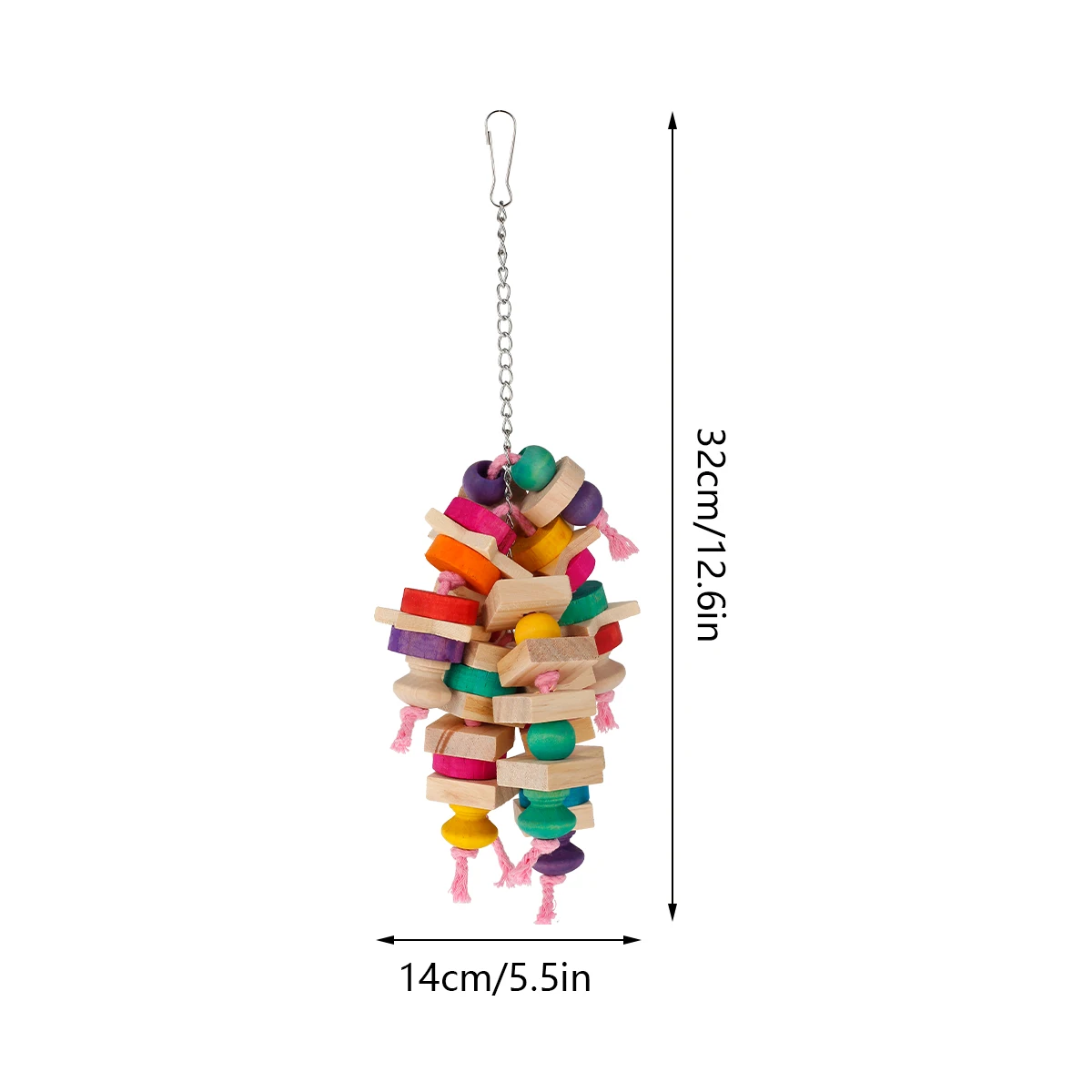 Multicolored Hanging Rope Bird Toy Ladder - Wooden Chewing Swing