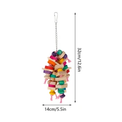 Multicolored Hanging Rope Bird Toy Ladder - Wooden Chewing Swing (C)
