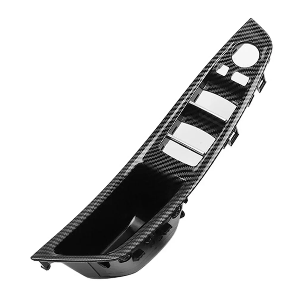 

For BMW 5 Series F10 F18 Left Drive LHD 7Pcs 2010-2016 Beige Black Carbon Fiber Car Interior Door Handle Plate Decorative Cover