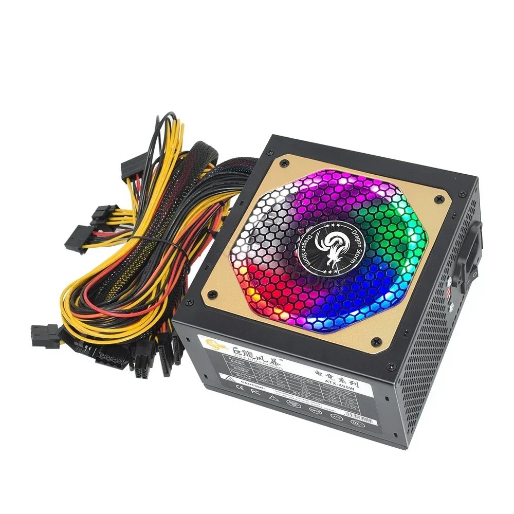 Fonte de Alimentação pc 20 Mais 4pin 12v Atx 400w 600w Rgb 110230v Profissional E-sports Video Game Fonte de Alimentação para Computador 12cm Ventilador - Imagem 6