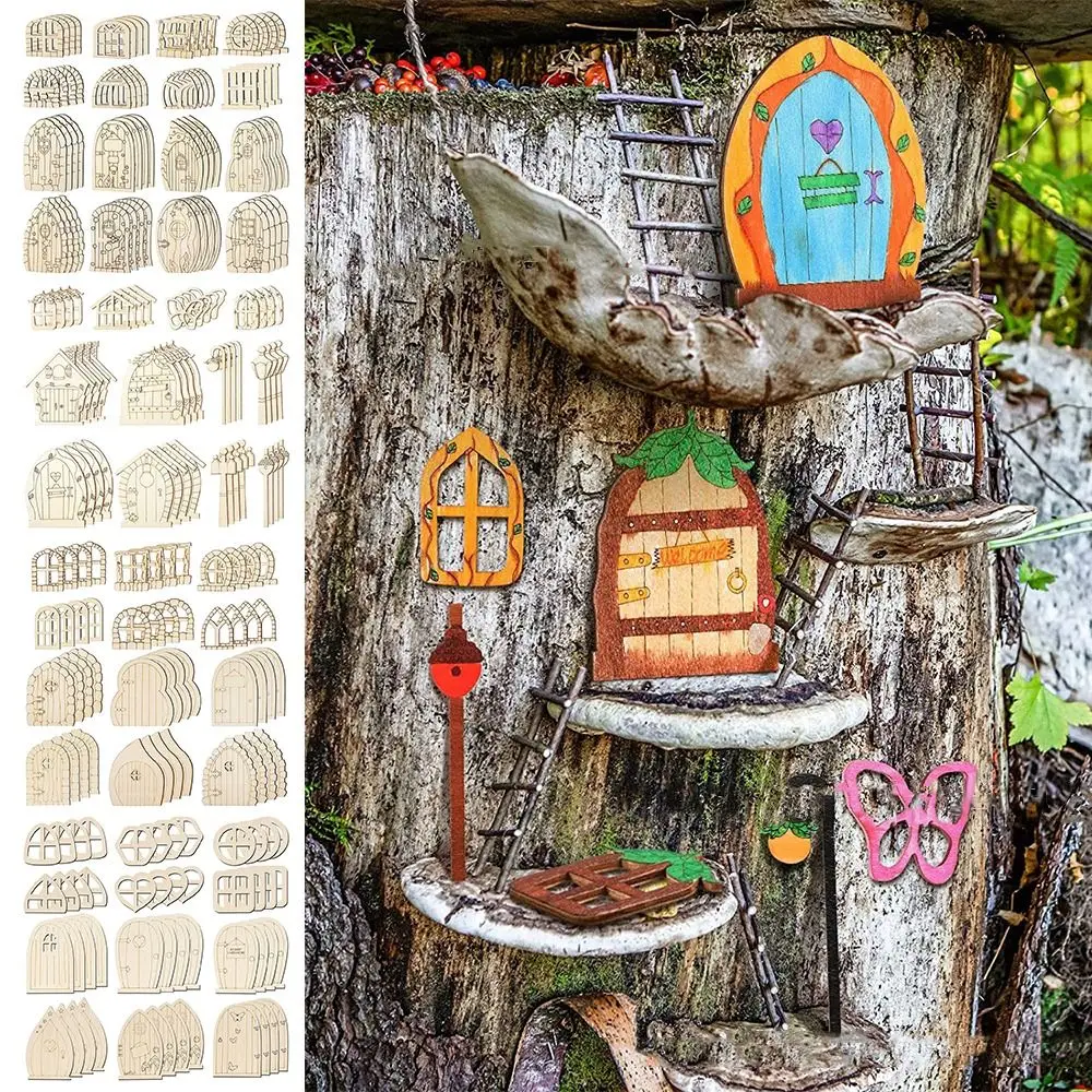 

Подарочный набор для сборки деревянного домика с микро-пейзажем, картина «сделай сам» для кукольного домика, эльфа, дома, ворот, миниатюрная сказочная дверь