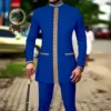 African Men Clothing Bazin Riche Men Suit 2-Piece Set Stand Collar Single Breasted Jacket Blazer Pants Party Wedding 2416082 4
