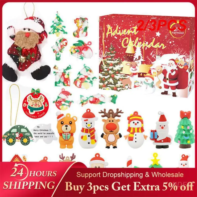 

2/3PCS Countdown Calendar For Children Household Home Decoration Bracelet Pendant Snowman Deer Creative Party Decoration