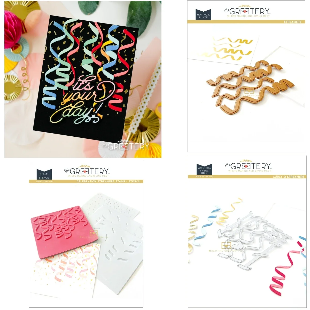 

Streamers Metal Cutting Dies Clear Stamps Stencil Hot Foil For DIY Scrapbook Supplies Craft Make Album Card Embossing Template